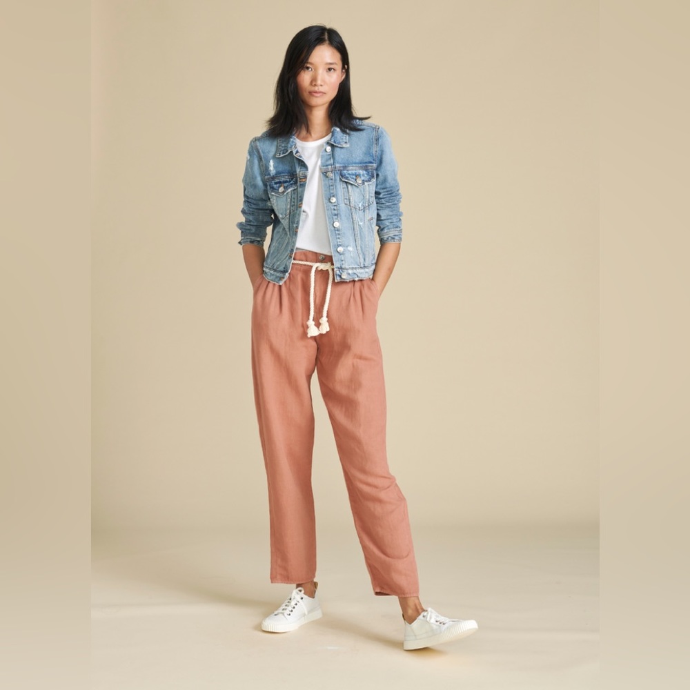 Veronica Beard Karter Crop Linen Pants Mocha Size 8 NWT $498